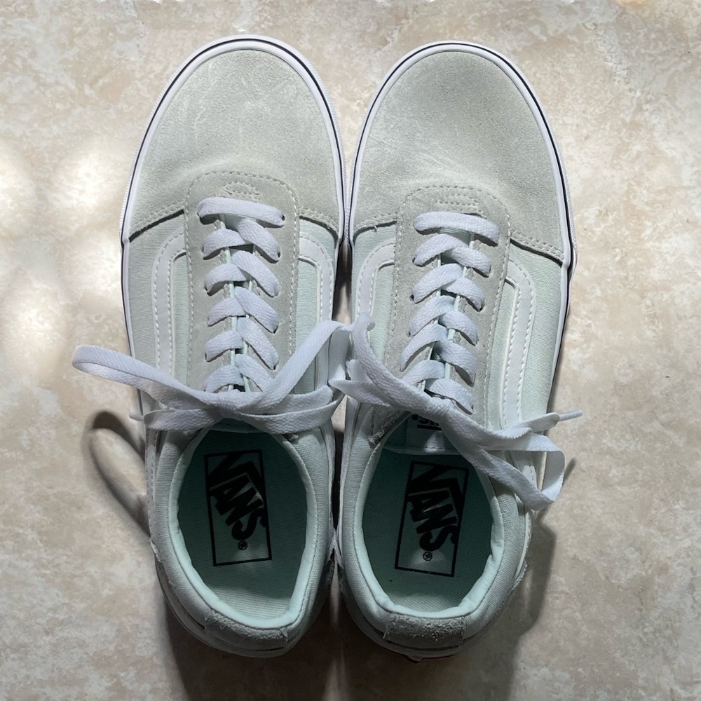Mint Green and White Old Skool Vans